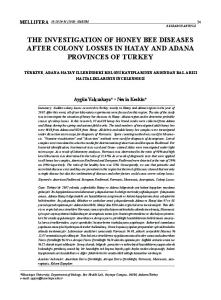 THE INVESTIGATION OF HONEY BEE DISEASES AFTER COLONY LOSSES IN HATAY AND ADANA PROVINCES OF TURKEY