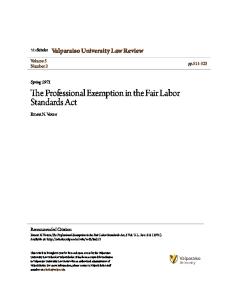 The Professional Exemption in the Fair Labor Standards Act
