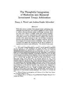 The Thoughtful Integration of Mediation into Bilateral Investment Treaty Arbitrationi