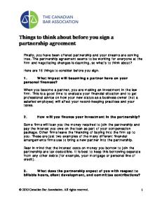 Things to think about before you sign a partnership agreement