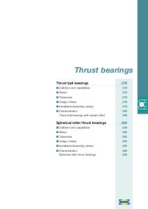 Thrust bearings. Thrust ball bearings 378. Spherical roller thrust bearings 386