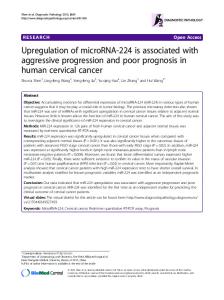 Upregulation of microrna-224 is associated with aggressive progression and poor prognosis in human cervical cancer