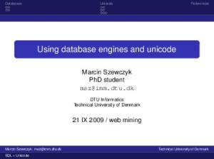 Using database engines and unicode